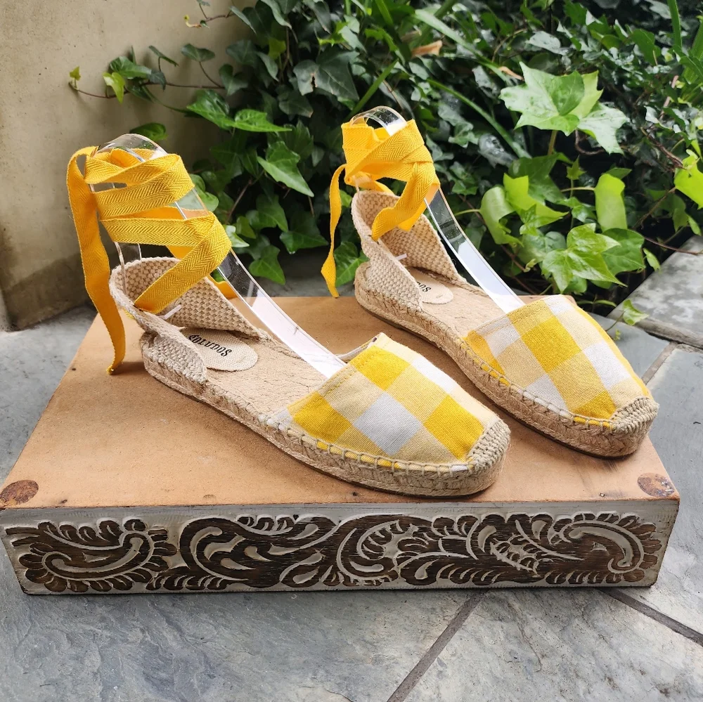 Stylish Gingham Soludos Wrap Espadrilles